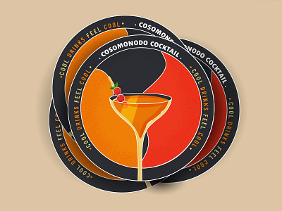 Cosomonodo Cocktail 🍸 branding cherry coaster cocktail cosomonodo cosomos creative design drink glass illustration linear lineart logo logotype mark martin minimal patch stickermule