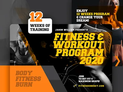 Fitness & Workout Program ad advert advertisement body branding campaign commercial corporate energy event. workout fitness gym health marketing marketing postcard material mortgage offline marketing post card postal cards