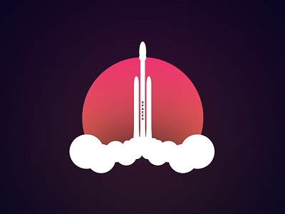 Falcon heavy. branding clean creative design elegant elonmusk falconheavy gradient illustration mars planet rocket space vector white