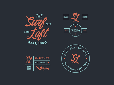 Surf Hostel Logo & Branding badge logo bali beach brand brand identity branding hostel hotel lettering logo logo design minimal modern monoline ocean surf word mark