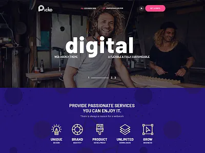 Picko - Clean Portfolio & Multipurpose PSD Template agency business clean company creative design freelancer marketing minimal modern multipurpose personal photography portfolio studio