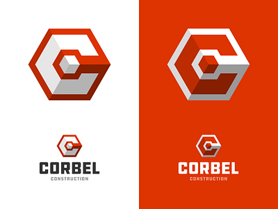 Corbel Construction 2d 3d bolt box build building coffee construction construction logo cube cubes hexagon hustle icon illusion industrial logo logo design logo designer symbol