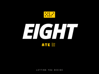 EIGHT ate black black white black and yellow design designer designer logo designs dice dominoes eight graphics illustration logo logo design logo design challenge logo design concept logos white yellow