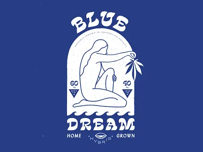 Blue Dream blue blue and white branding cannabis cannabis packaging dream graphic design hybrid illustration legal logo typography wavy weed