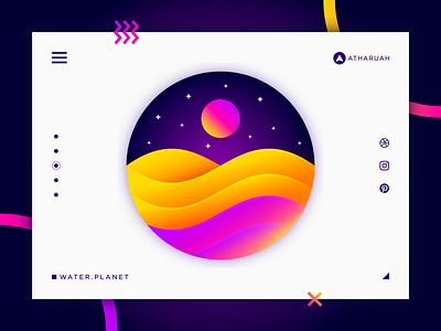 Water Planet adobe illustrator isometric isometric design logo logo design modern modern design moon orange planet popular popular design purple sky space space design star water web web design