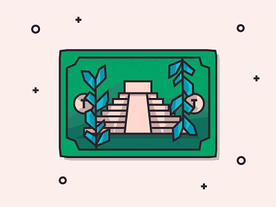 Mayan Bill app bill blue flat flat design graphic graphic design green illustration mayan minimal money stroke temple wip