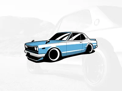 Nissan Skyline 2000 GTR art artwork auto automobile automotive car design digital drawing drive graphic graphicdesign illustrated illustration logo logotype symbol vector