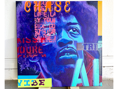 Blue Dream Jimi acrylic art artist design jimihendrix painting portrait words