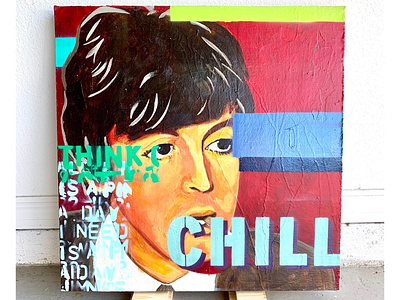 Paul Party Purple acrylic art artist design painting paulmcartney portrait words