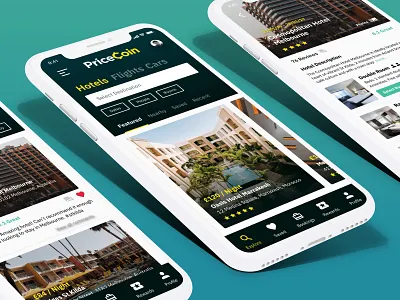 Pricecoin App UI Visuals app design application design hotel comparison layout pricecoin travel ui user experience user interface