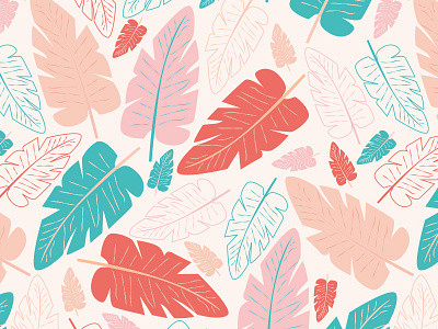 Banana Leaves Pattern banana bananaleaf coral exotic illustration illustrator leaf leaves nature pattern patterndesign patternlover pink stationary surface design surface pattern design trend trending tropical