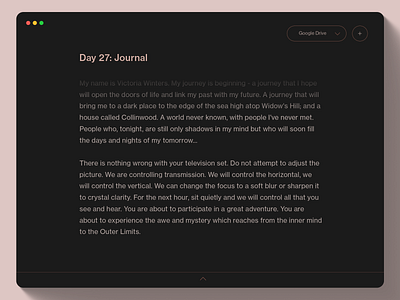 Minimal Writing Desktop Application dark design desktop desktop application mac osx minimal night notes text ui ux writing