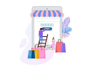 Shop Online character art flat design illustration illustrator shop online vector art