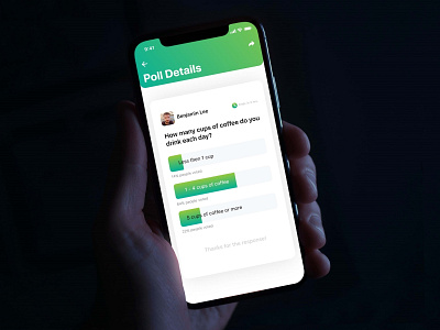 Online Poll iOS App Screen adobe clean design experience gradient green iphone iphonex kit online polls poll polls ui visual xd