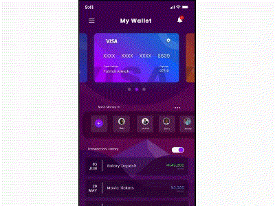A wallet savings app that helps you transfer money easily animation