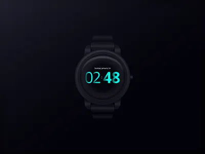 Watch Face app clock dark date face futuristic hand hour interface madewithadobexd modern product skeuomorphic smart time ui watch wearable wrist xd