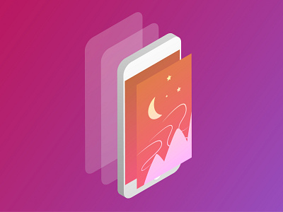 Isometric Phone adobe illustrator gradient illustration iphone isometria isometric isometric design isometric illustration isometric phone landscape phone app vector