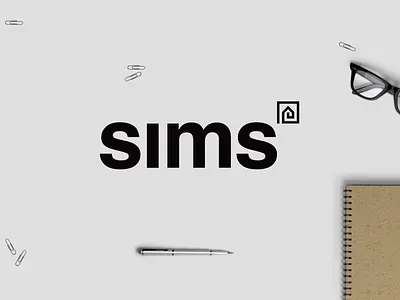 SIMS logo clean clever clip creative design flat graphic design helvetica house icon icon lettering logo logotype minimal simple smart type vector wordmark