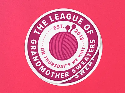 League Of Grandmother Sweaters clean design flat icon artwork illustration knitting pin badge pink print sans serif skillshare