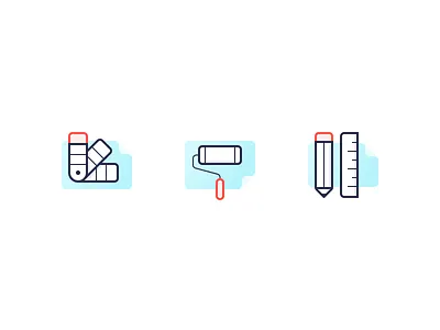 Paint Icons brush colors design glyphs graphic icons illustration line paint palette paper pencil roller ruler stroke