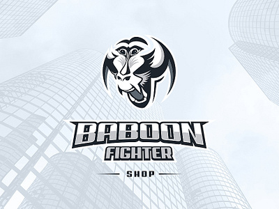 Baboon Fighter animal baboon icon identity logo