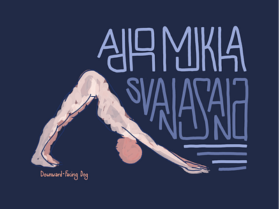 Downward-Facing Dog downdog figure figure drawing hand lettering illustration interlocked text lettering lettering art yoga logo yoga pose