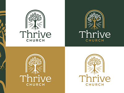 First Draft logos for Thrive Church christ christian church god jesus religion roots savior thrive tree