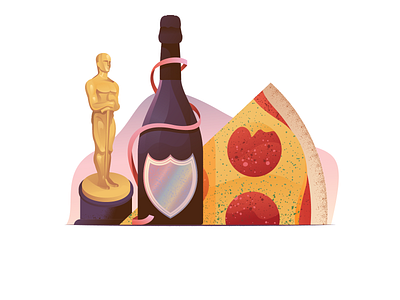 055 Pizza dailychallenge dom perignon film illustration illustrator miguelcm oscars pepperoni pizza still life