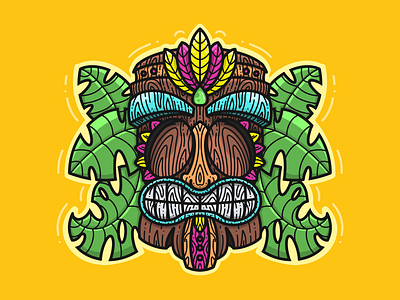 Tiki Mask brown cartoon creative design graphic design icon illustration inspiration logo mask perspective drawing procreate sticker sunday funday tiki mask tropic wood