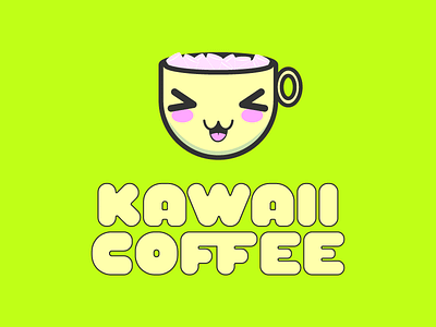 Kawaii Coffee #Dailylogochallenge coffee coffeeshop dailylogochallenge illustrator kawaii logo vector