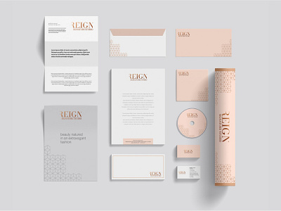 Luxury salon Branding beauty branding cosmetics desgn envelope graphic design hexagon letterhead logo salon stationery
