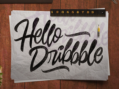 Hello Dribbble! 1 shot dribbble handmade handmadelettering lettering script sketch