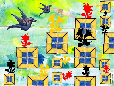 Garden with Birds art art gallery arte arts artwork design design agency design art draw drawing exhibition art fine art fine arts graphic design illustration illustration agency photo art