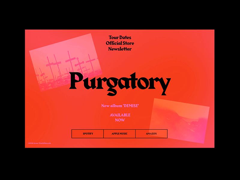 Purgatory band page clean concept design desktop heavy metal homepage layout minimal music typography ui ui design web design website