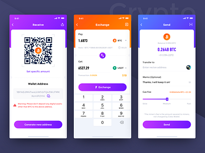 Crypto Wallet Exploration-02 app assets btc crypto design interface ios transactions ui wallet app