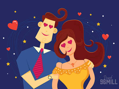 Love Poster (Happy Couple) beautiful coimbatore color couples deepak 96mill design designer dribbble flat illustraiton illustration indian illustrator love romance smile tamilnadu vector