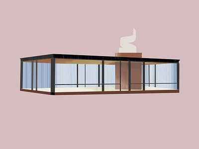 Philip Johnson—Glass House—Johnson House 30daychallenge architecture brushes design glass gouache illustration midcentury midcentury modern midcenturymodern philip johnson