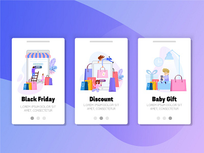 Online purchase application baby app black friday character flat design illustration illustrator landing page uidesign