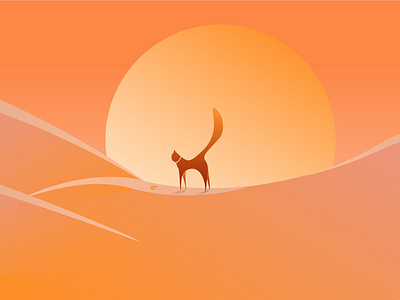 Catwalk animation art body cat catwalk concept desert hills hot illustration moon pussycat sun warm woman