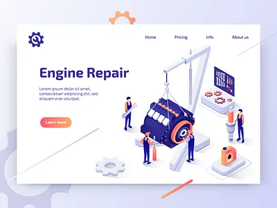 Car Repair Service 3d app banner car car repair design element flat illustration illustrator isomatric isometric design landing page service trend ui ux vector web website