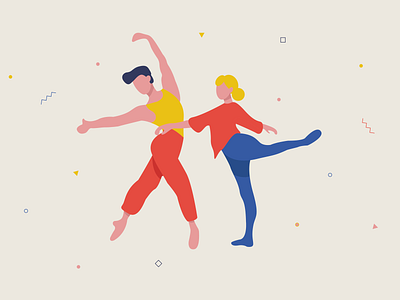 in_sync ballet dance dancing flat illustration man people vector woman