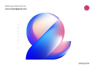 2 Dribbble Invites Giveaway 2 invite blue glossy gradient identity illustraion invite two