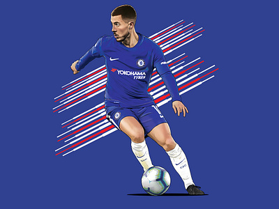 Eden Hazard artwork chelsea digital painting football hazard illustration painting photoshop portrait sport