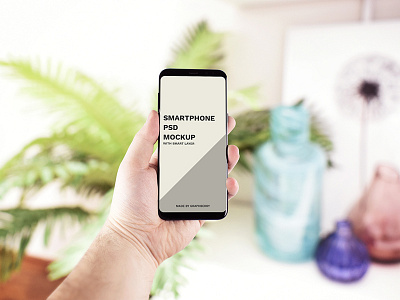 Hand Holding Smartphone Mockup android hand holding mock up mockup photorealistic psd samsung screen smartphone