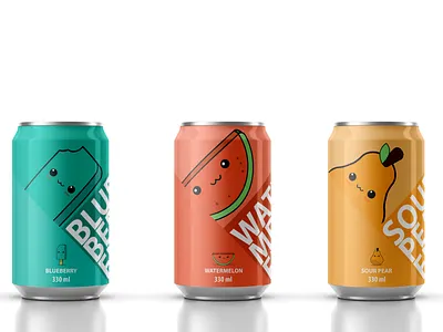 Kawaii Cans bottle branding can deancookcreative deanishes design fruit vector ice cream vector illustration kawaii pear vector watermelon