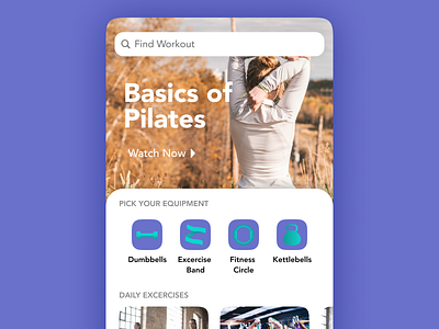 Fitness Videos Mobile App app fitness fitness app flat ios mobile pilates ui ux