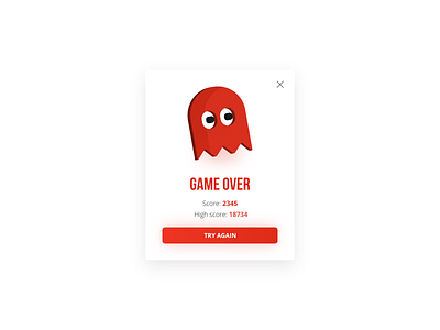 Daily UI Challenge #016 - Pop-Up / Overlay adobe xd app dailui daily 100 daily 100 challenge daily challange design game over modal overlay pac man pop pop up ui