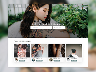 Tattoo artist instagram profile finder branding design design agency instagram minimal search bar search engine tattoo artist ui ux web webdesign website