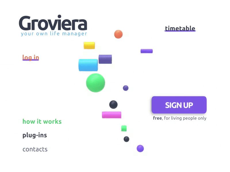Groviera // Web landing page, life's tool 3d 3d animation 3d art animation app branding illustration tool typography ux vector web