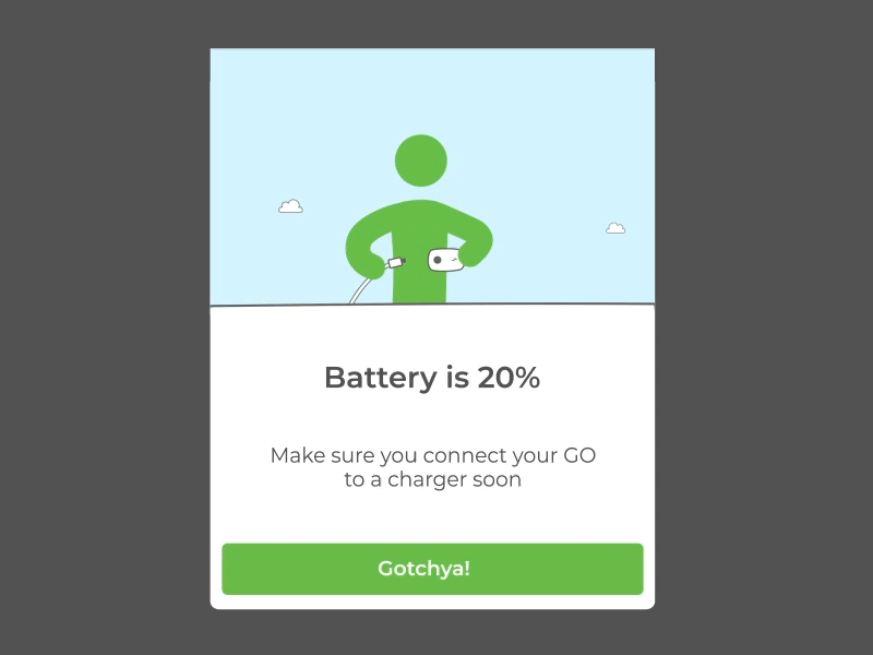 Charge Go animation app charge device design illustration popup ui uidesign upright upright go ux